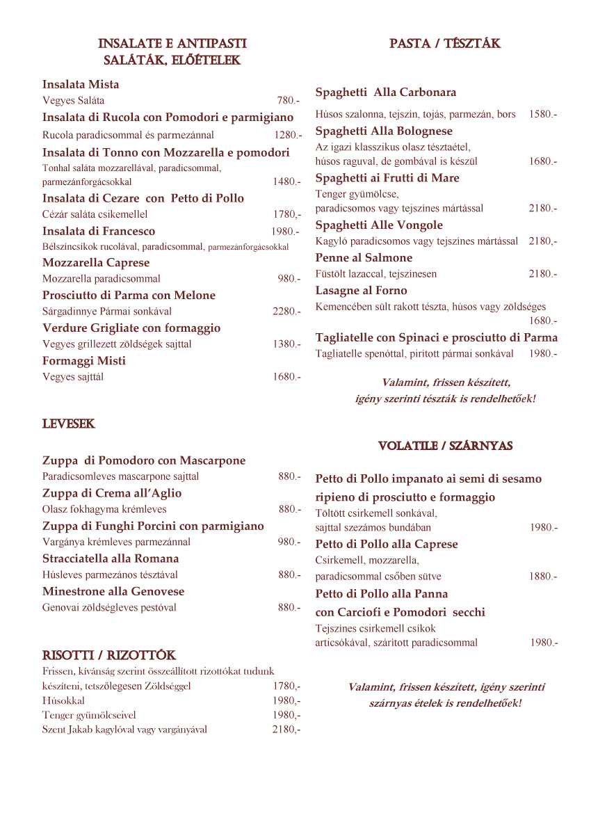 Cucina di Francesco tlap 3. oldal