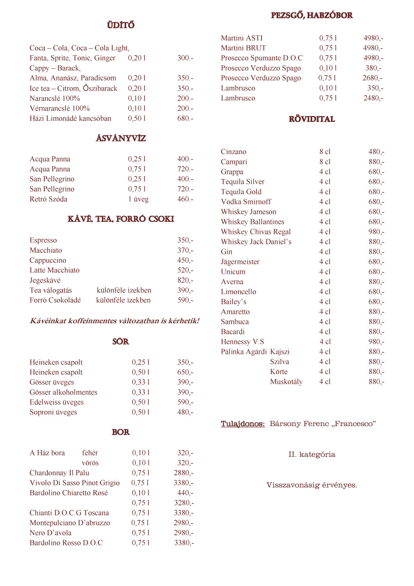 Cucina di Francesco itallap 1. oldal